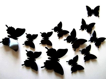 Obrázek z 3D motýlci na zeď - černá