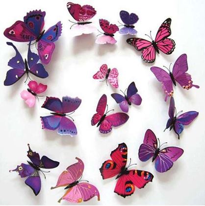 Obrázek z 3D motýlci na zeď - fialová
