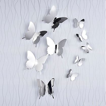 Obrázek z Zrcadlový motýl 12 ks - stříbrný