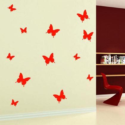 Obrázek z 3D motýlci na zeď - červená