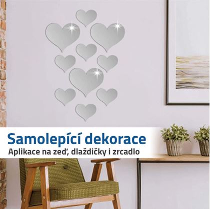 Zrcadlové samolepky srdíčka