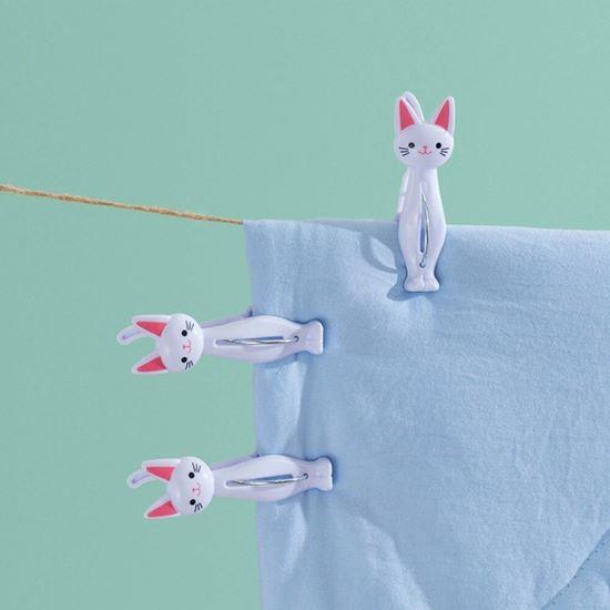 Obrázek z Kolíčky na prádlo kočka 4 ks - bílé