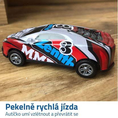 Kaskadérské skákací autíčko - bílo červené