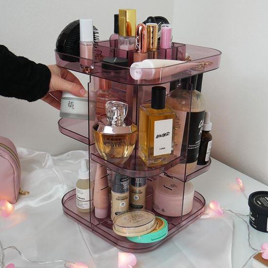 Obrázek z Otočný organizér na kosmetiku - transparentní růžový