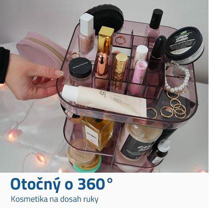 Obrázek z Otočný organizér na kosmetiku - transparentní růžový