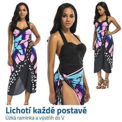 Plážové šaty - motýlí křídla L-XL - modré