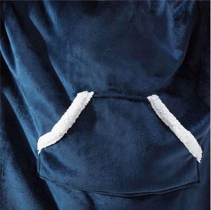 Hřejivá mikinová deka - modrá