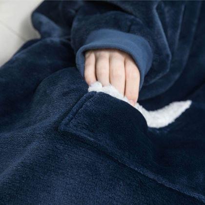 Hřejivá mikinová deka - modrá