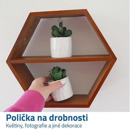 Obrázek z Nástěnná šestihranná polička - hnědá