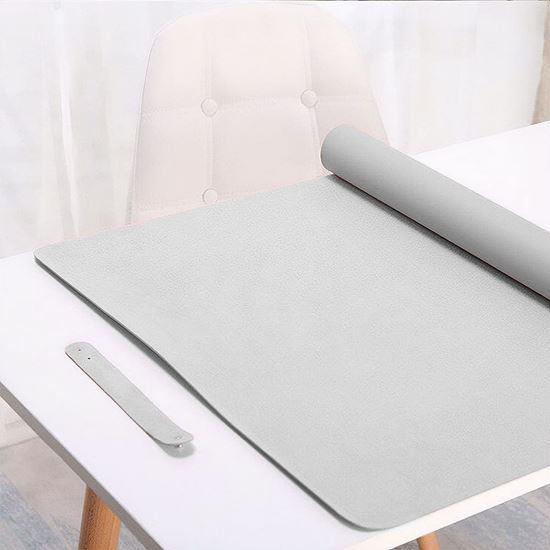 Obrázek z Prémiová koženková podložka pod myš a klávesnici 80x40 cm - světle šedá