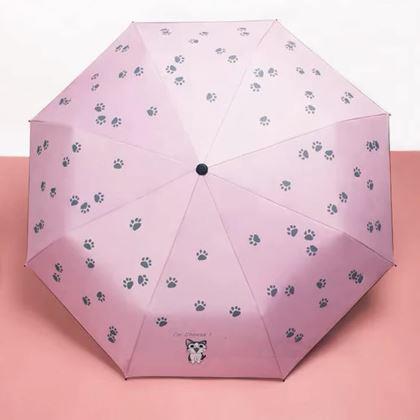 Obrázek z Skládací kočičí deštník  - světle růžový