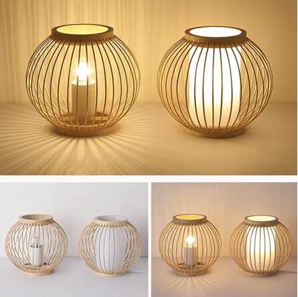 Obrázek z Bambusová stolní lampa s LED žárovkou