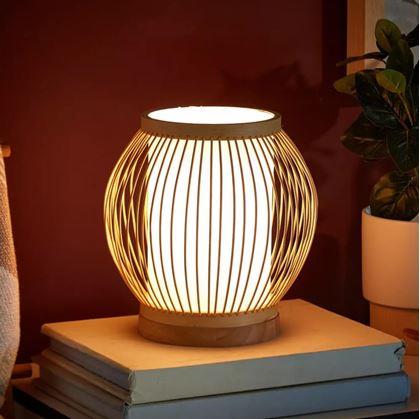 Obrázek z Bambusová stolní lampa s LED žárovkou