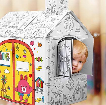 Obrázek z Dětský domeček k vybarvení s fixy 60,5 x 48 x 70 cm