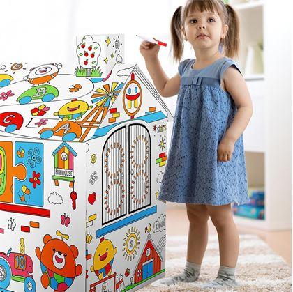 Obrázek z Dětský domeček k vybarvení s fixy 60,5 x 48 x 70 cm