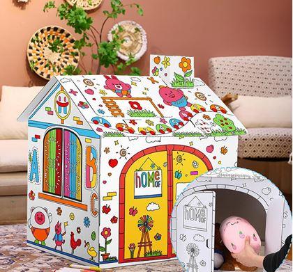 Obrázek z Dětský domeček k vybarvení s fixy 60,5 x 48 x 70 cm