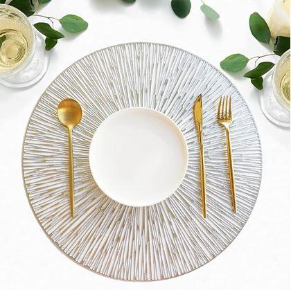 Obrázek z Kulaté prostírání na stůl sluneční paprsky - stříbrné