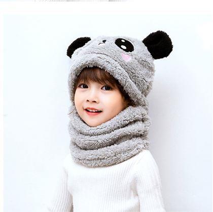 Obrázek z Čepice s nákrčníkem medvídek s ušima - šedá