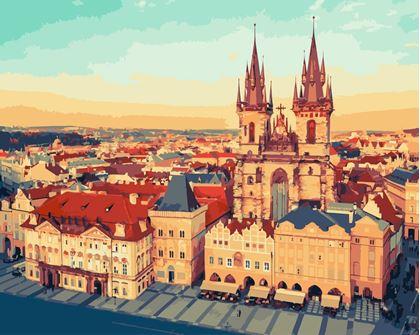 Obrázek z Malování podle čísel, vypnuté plátno na rám - Staroměstské náměstí