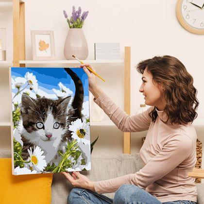 Obrázek z Malování podle čísel, vypnuté plátno na rám - koťátko