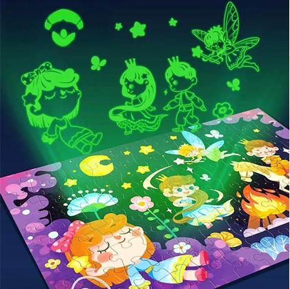 Obrázek z Dětské puzzle svítící ve tmě 96 dílků - princezny