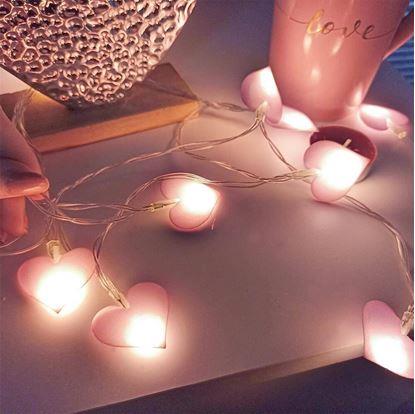 Obrázek LED světelný řetěz - růžová srdce