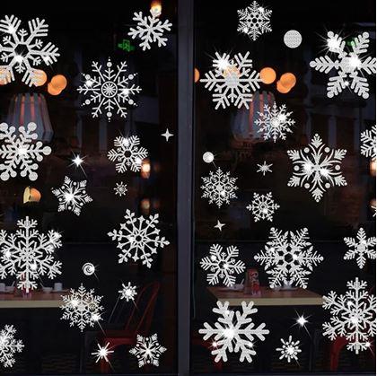 Obrázek z Nálepky na okno - sněhové vločky 52 ks - stříbrné