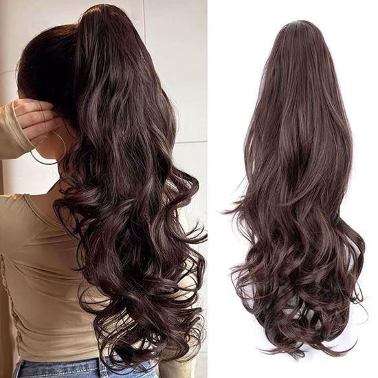 Obrázek z Příčesek do vlasů vlnitý culík 60 cm - tmavě hnědý