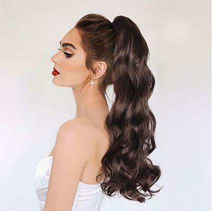 Obrázek z Příčesek do vlasů vlnitý culík 60 cm - hnědý