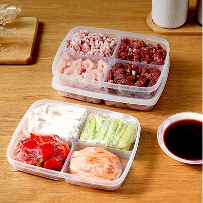 Obrázek z Dělená dóza na potraviny se 4 oddíly + víčko