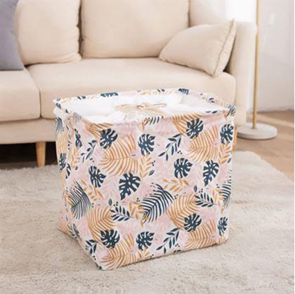 Obrázek z Úložný koš na textil se stahovací šňůrkou - listy