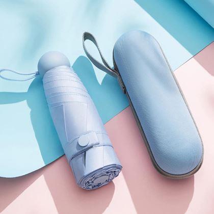 Obrázek z Mini skládací deštník s pouzdrem - modrý