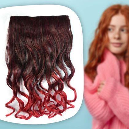 Obrázek z Clip in pás pro barevné podbarvení vlasů - hnědo-červený