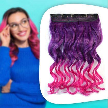 Obrázek z Clip in pás pro barevné podbarvení vlasů - fialovo-růžový