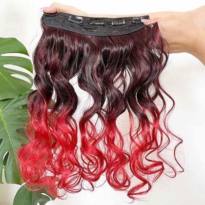 Obrázek z Clip in pás pro barevné podbarvení vlasů - hnědo-červený