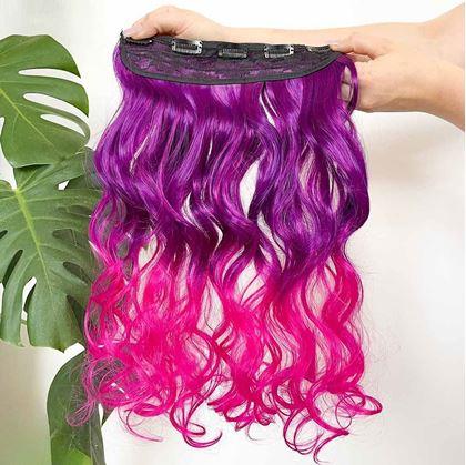 Obrázek z Clip in pás pro barevné podbarvení vlasů - fialovo-růžový