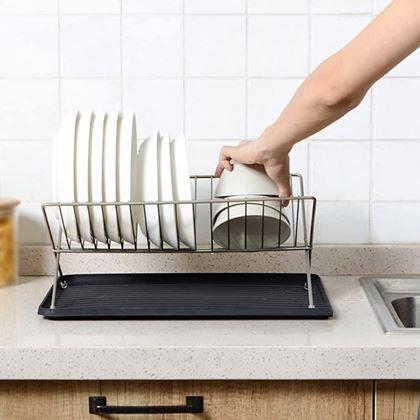 Obrázek z Kovový odkapávač na nádobí s tácem