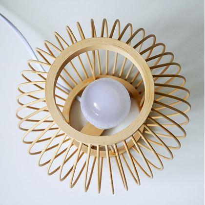 Obrázek z Bambusová stolní lampa s LED žárovkou, teplá bílá 