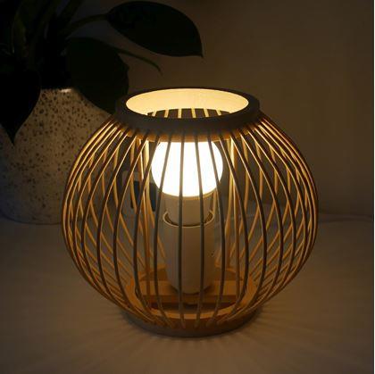 Obrázek z Bambusová stolní lampa s LED žárovkou, teplá bílá 