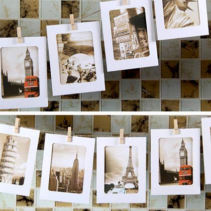 Obrázek z Závěsné papírové fotorámečky s provázkem a kolíčky