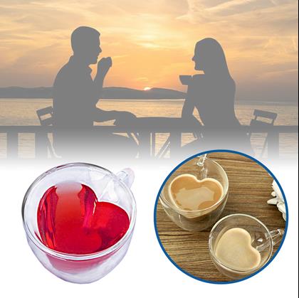 Obrázek z Skleněný hrnek s dvojitou stěnou - srdíčko