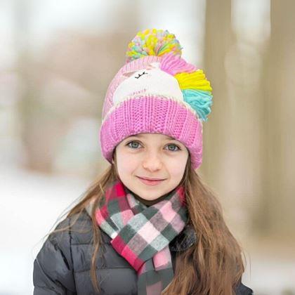 Obrázek z Dětská zimní sada čepice a rukavic s jednorožcem