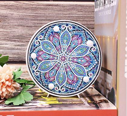 Obrázek z Diamantové malování LED lampička mandala - modro fialová