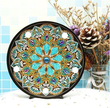 Obrázek z Diamantové malování LED lampička mandala - modro fialová