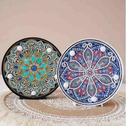 Obrázek z Diamantové malování LED lampička mandala - modro fialová