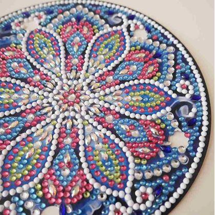 Obrázek z Diamantové malování LED lampička mandala - modro fialová