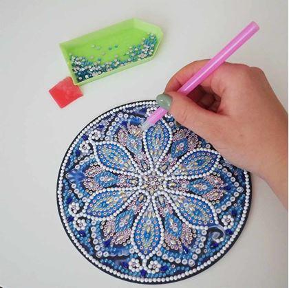 Obrázek z Diamantové malování LED lampička mandala - modro fialová