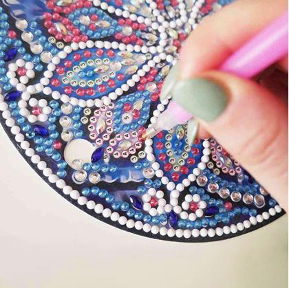 Obrázek z Diamantové malování LED lampička mandala - modro fialová