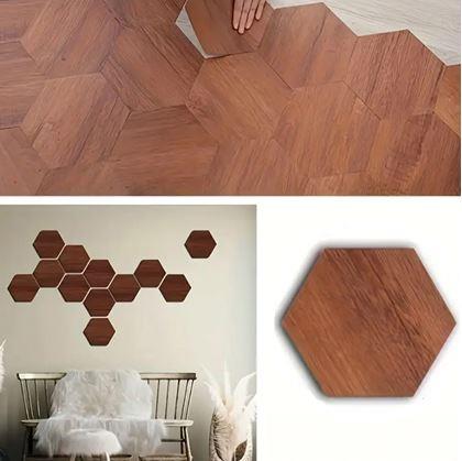 Obrázek z Tapeta hexagon 10 ks - tmavé dřevo