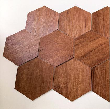 Obrázek z Tapeta hexagon 10 ks - tmavé dřevo